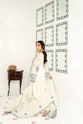 3 Piece Khadi Net Embroidered Suit (FL0051)